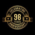 98 years anniversary celebration logotype. 98th years logo. Vector and illustration. Royalty Free Stock Photo