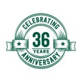 36 years anniversary celebration logotype. 36th years logo. Vector and illustration. Royalty Free Stock Photo