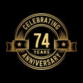 74 years anniversary celebration logotype. 74th years logo. Vector and illustration.