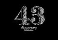 43 years anniversary celebration logotype white vector, 43th birthday logo, 43 number design, anniversary year banner, anniversary