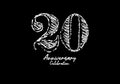 20 years anniversary celebration logotype white vector, 20th birthday logo, 20 number design, anniversary year banner, anniversary Royalty Free Stock Photo