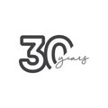 30 Years Anniversary Celebration Number Vector Template Design Illustration Logo Icon Royalty Free Stock Photo