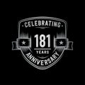 181 years anniversary celebration shield design template. 181st anniversary logo. Vector and illustration. Royalty Free Stock Photo