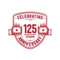 125 years anniversary celebration shield design template. 125th anniversary logo. Vector and illustration.