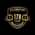 178 years anniversary celebration shield design template. 178th anniversary logo. Vector and illustration. Royalty Free Stock Photo