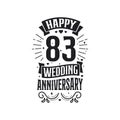 83 years anniversary celebration typography design. Happy 83rd wedding anniversary quote lettering design