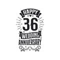 36 years anniversary celebration typography design. Happy 36th wedding anniversary quote lettering design Royalty Free Stock Photo