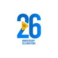 26 Years Anniversary Celebration Vector Template Design Illustration Royalty Free Stock Photo