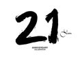 21 Years Anniversary Celebration Vector Template, 21 number logo design, 21th birthday, Black Lettering Numbers brush drawing hand