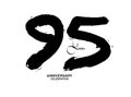 95 Years Anniversary Celebration Vector Template, 95 number logo design, 95th birthday, Black Lettering Numbers brush drawing hand