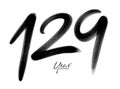 129 Years Anniversary Celebration Vector Template, 129 number logo design, 129th birthday, Black Lettering Numbers brush drawing Royalty Free Stock Photo