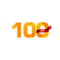 100 Years Anniversary Celebration Yellow With Red Ribbon Vector Template Design Illustration Royalty Free Stock Photo