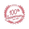 100 years anniversary celebration with laurel wreath. 100th anniversary logo. Royalty Free Stock Photo