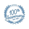 100 years anniversary celebration with laurel wreath. 100th anniversary logo. Royalty Free Stock Photo