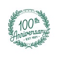 100 years anniversary celebration with laurel wreath. 100th anniversary logo. Royalty Free Stock Photo