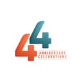 44 Years Anniversary Celebrations Vector Template Design Illustration