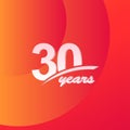 30 Years Anniversary Color full line elegant Celebration Vector Template Design Illustration