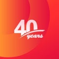 40 Years Anniversary Color full line elegant Celebration Vector Template Design Illustration