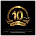 Ten years anniversary golden. anniversary template design for web, game ,Creative poster, booklet, leaflet, flyer, magazine, invit