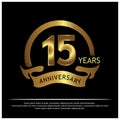 Fifteen years anniversary golden. anniversary template design for web, game ,Creative poster, booklet, leaflet, flyer, magazine, i
