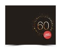 60 years anniversary decorated card template with gold elements. Royalty Free Stock Photo