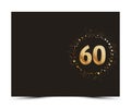 60 years anniversary decorated greeting / invitation card template with gold elements. Royalty Free Stock Photo