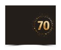 70 years anniversary decorated greeting / invitation card template with gold elements.