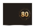 80 years anniversary decorated greeting / invitation card template with gold elements.