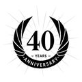 40 years anniversary design template. Elegant anniversary logo design. Forty years logo.