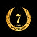 7 years anniversary design template. Elegant anniversary logo design. Seven years logo.