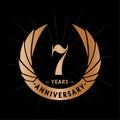 7 years anniversary design template. Elegant anniversary logo design. Seven years logo.