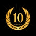 10 years anniversary design template. Elegant anniversary logo design. Ten years logo. Royalty Free Stock Photo
