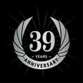 39 years anniversary design template. Elegant anniversary logo design. Thirty-nine years logo.