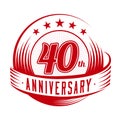 40 years anniversary design template. 40th anniversary celebrating logo design. 40years logo. Royalty Free Stock Photo