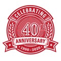 40 years of celebrations design template. 40th logo. Vector and illustrations.