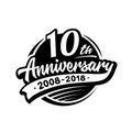 10 years anniversary design template. Vector and illustration. 10th logo. Royalty Free Stock Photo