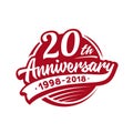 20 years anniversary design template. Vector and illustration. 20th logo. Royalty Free Stock Photo