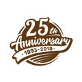 25 years anniversary design template. Vector and illustration. 25th logo. Royalty Free Stock Photo