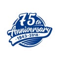 75 years anniversary design template. Vector and illustration. 75th logo. Royalty Free Stock Photo