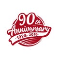 90 years anniversary design template. Vector and illustration. 90th logo.