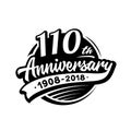 110 years anniversary design template. Vector and illustration. 110th logo. Royalty Free Stock Photo