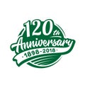 120 years anniversary design template. Vector and illustration. 120th logo. Royalty Free Stock Photo