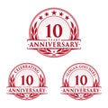 10 years anniversary design template. Anniversary vector and illustration. 10th logo. Royalty Free Stock Photo