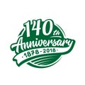 140 years anniversary design template. Vector and illustration. 140th logo.