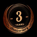 3 years anniversary. Elegant anniversary design. 3rd logo.