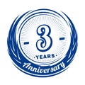 3 years anniversary. Elegant anniversary design. 3rd logo.