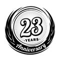 23 years anniversary. Elegant anniversary design. 23rd logo.