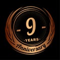 9 years anniversary. Elegant anniversary design. 9th logo.