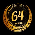 64 years anniversary. Elegant anniversary design. 64th logo.