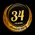 34 years anniversary. Elegant anniversary design. 34th logo. Royalty Free Stock Photo